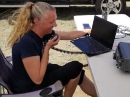 Person operating radio